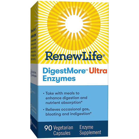 Renew Life Adult Digestmore Ultra Enzyme Supplement Vegetarian Capsules 90 Count