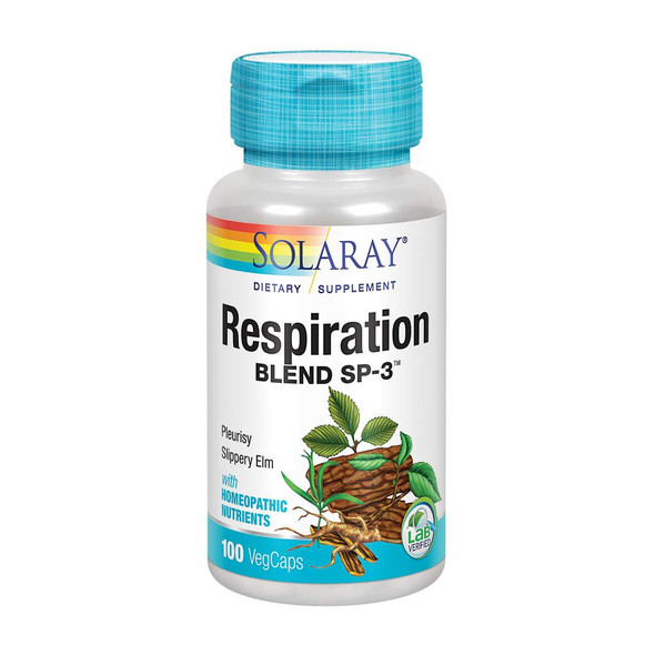 Solaray Respiration Blend SP-3 | Herbal Blend w/Cell Salt Nutrients to Help Support Healthy Respiration | Non-GMO, Vegan | 50 Servings | 100 VegCaps