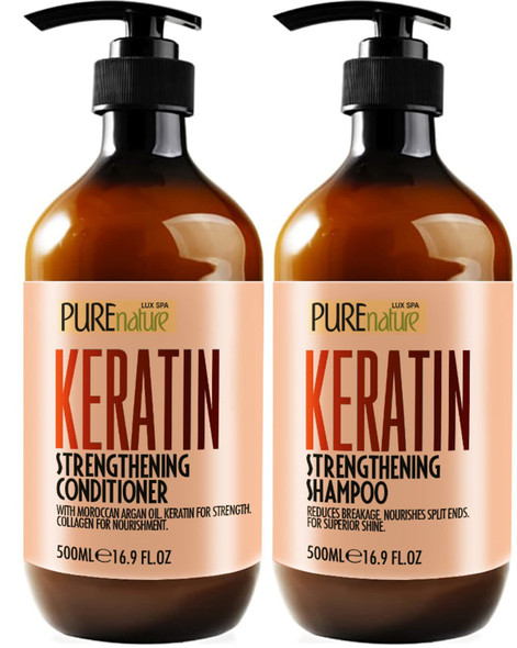 Pure Nature Lux Spa Keratin Shampoo and Conditioner Set and Hair Mask  Sulfate Free Moisturizing Treatment for Men and Women  Hair Thickening Product for Volume and Shine  With Moroccan Argan Oil