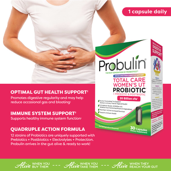 Probulin Total Care Urinary Tract Probiotic for Women 20 Billion CFU 30 Capsules