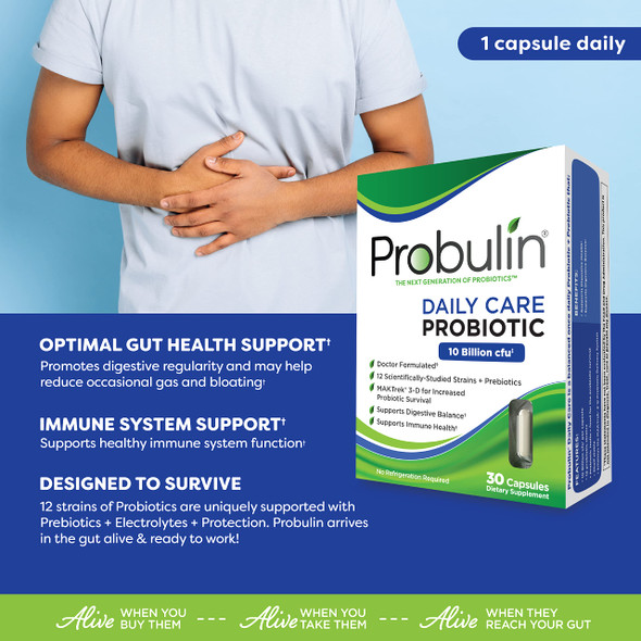 Probulin Daily Care Probiotic for Digestive and Immune Support 30 Capsules