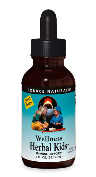 Source Naturals Wellness Herbal Kids, for Immune System Support - Contains Echinacea, Yin Chiao, Elderberry, & More - 2 Fluid oz