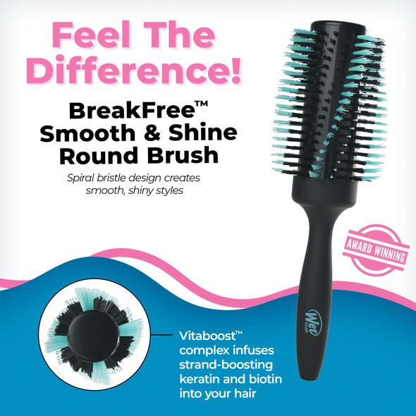 Wet Brush Smooth and Shine Round Brush  for Fine to Medium Hair  A Perfect Blow Out with Less Pain Effort and Breakage  Spiral Bristle Design Creates Smoother Styles