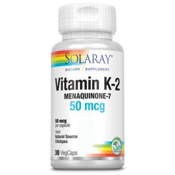 Solaray K2 MK7, Veg Cap (Btl-Plastic) 50mcg | 30ct