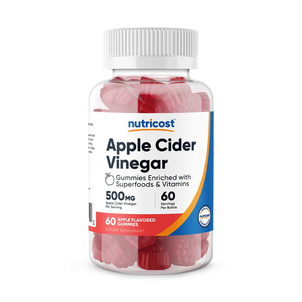 Nutricost Apple Cider Vinegar 500mg, 60 Gummies, Apple Flavored - Gluten Free, Non-GMO, No Corn Syrup