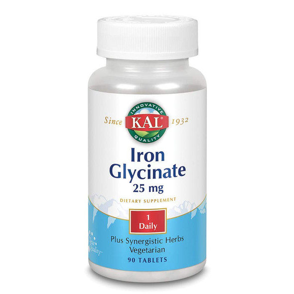 Kal 25 Mg Iron Glycinate Tablets, 90 Count