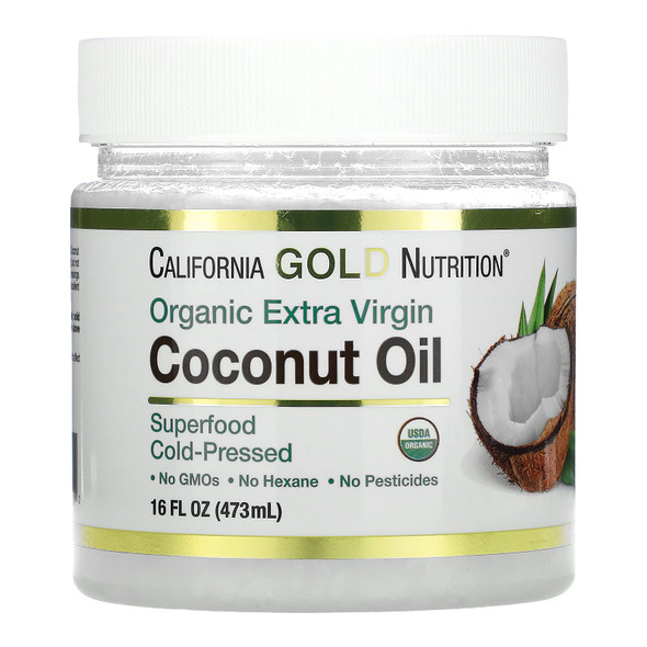 California Gold Nutrition Organic Extra Virgin Coconut Oil, Unrefined, Cold-Pressed, 16 fl oz (473 ml)