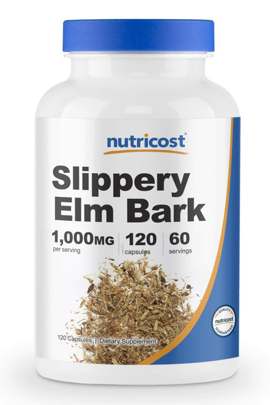 Nutricost Slippery Elm Bark Capsules 1000mg Per Serving, 120 Capsules - Non-GMO, Gluten Free, Vegetarian Friendly