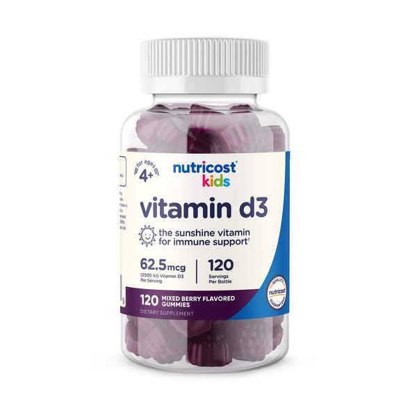 Nutricost Kids Vitamin D3 Gummies 2,500 IU (62.5mcg), 120 Gummies - Mixed Berry Flavored