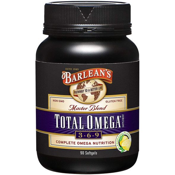 Barleans Master Blend Total Omega 369 Lemonade Flavor Softgels  Non GMO Gluten Free  90Softgels