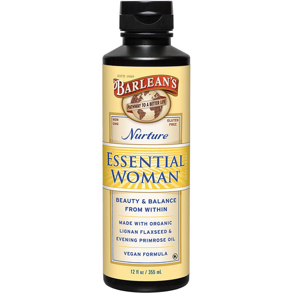 Barleans Essential Woman Oil Blend from Flaxseed Oil with Omega 3 6 9 and GLA  Vegan All Natural Flavor NonGMO Gluten Free  12Ounce
