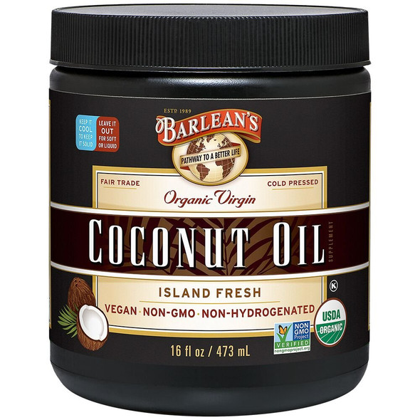 Barleans Organic Virgin Island Fresh Coconut Oil for Healthy Immune System and Metabolism  USDA Organic Non GMO Vegan  16Ounce