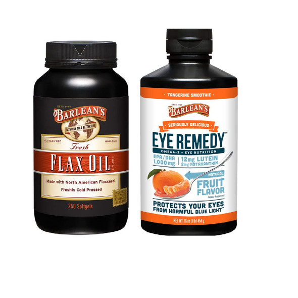Barleans Eye Remedy 16oz  Barleans Fresh Flaxseed Oil Softgels from Cold Pressed Flax Seeds 250ct