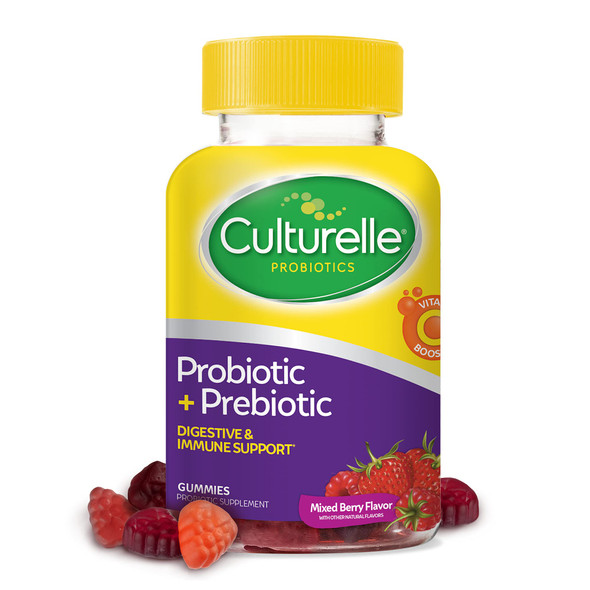 Culturelle Daily Probiotic Gummies for Men and Women Probiotic  Prebiotic with Vitamin C Boost Digestive  Immune Support Gluten Free NonGMO Mixed Berry Flavor 52 Count
