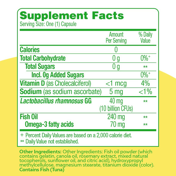 Culturelle 3in1 Complete Probiotic Daily Formula Once Per Day Probiotic Supplement Helps Your Digestive System Work Better Supports Natural Immune Defenses Plus Omega 3s NonGMO 30 Count