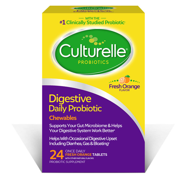 Culturelle Digestive Health Daily Probiotic Chewables Probiotic For Men and Women Most Clinically Studied Probiotic Strain 10 Billion CFUs 24 Count