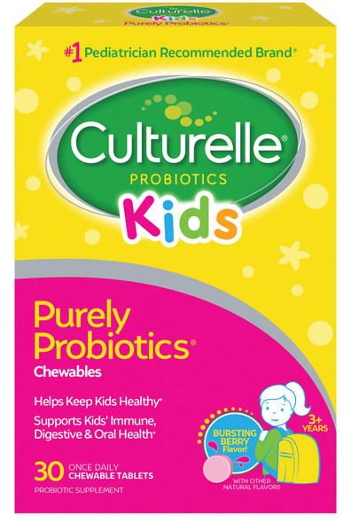 Culturelle Kids Chewable Daily Probiotic for Kids Natural Berry Supports Immune Digestive and Oral Health for Age 3 GlutenDairySoyFree Packaging May Vary 30 Count