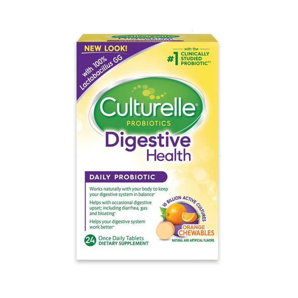 Culturelle Digestive Health Probiotic Chewable Tablets Orange 24 ea Pack of 3