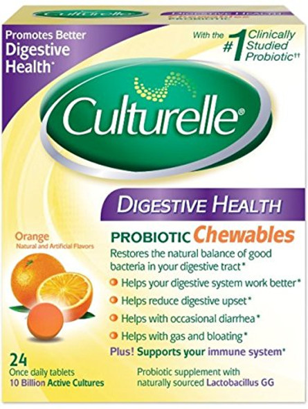 Culturelle Digestive Health Probiotic Chewable Tablets Orange 24 ea Pack of 6