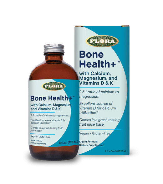 Flora  Bone Health with Calcium Magnesium and Vitamins D  K 2.51 Ratio of Calcium to Magnesium Vegan GlutenFree Fruit Juice Base 8fl. oz. Glass Bottle