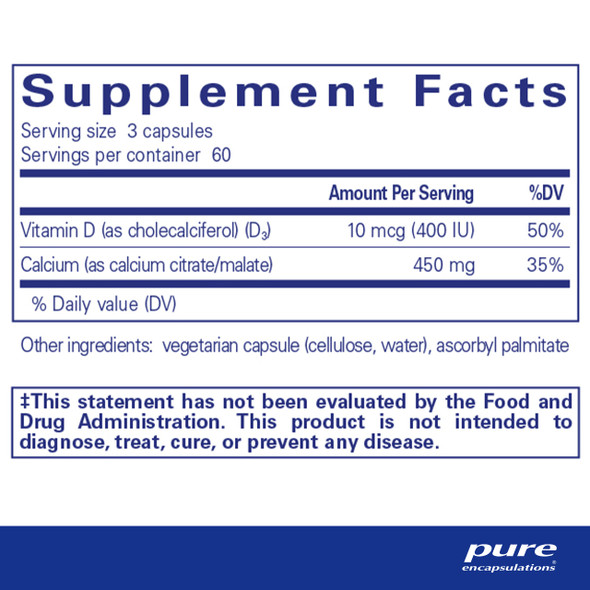 Pure Encapsulations Calcium with Vitamin D3 180 vcaps