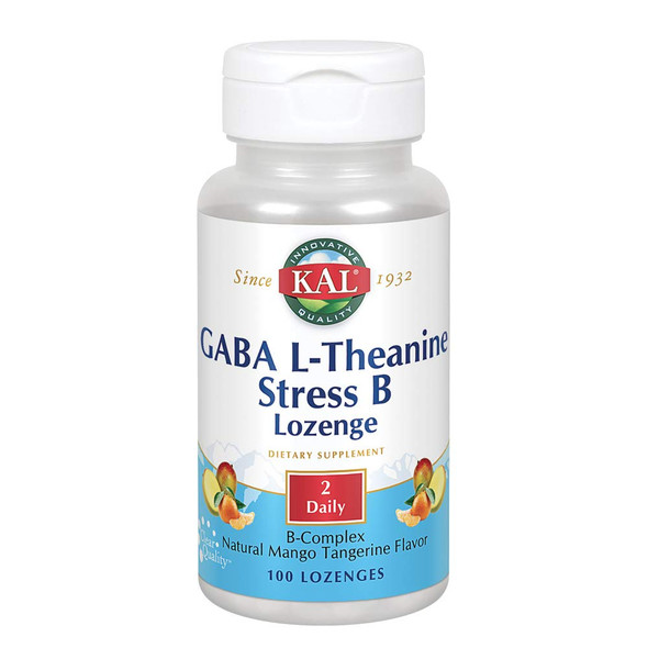 Kal Gaba L-Theanine Stress B Lozenge | Healthy Relaxation, Mood & Focus Support | Natural Mango Tangerine Flavor | 100Ct
