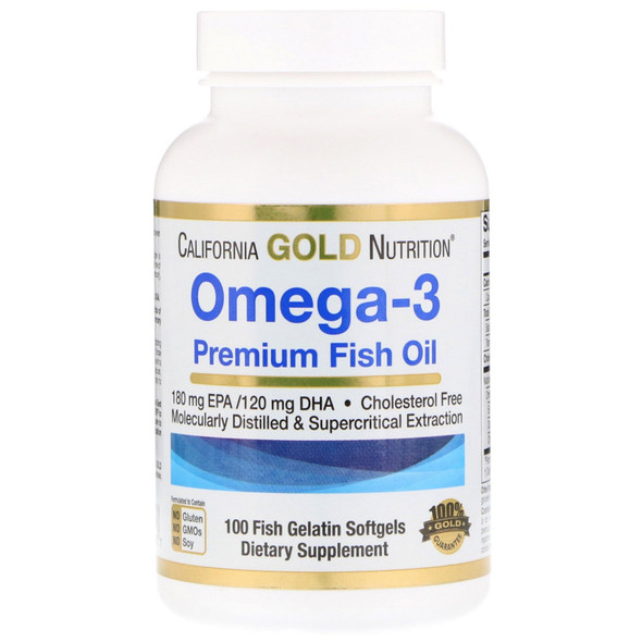 California Gold Nutrition Omega-3, Premium Fish Oil, 100 Fish Gelatin Softgels