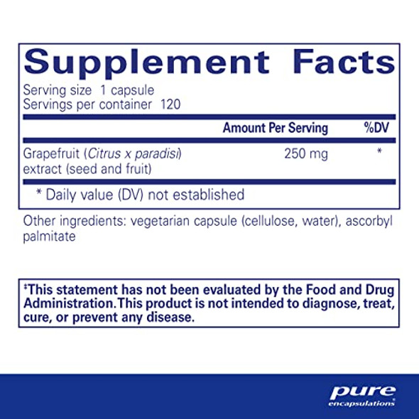 Pure Encapsulations Grapefruit Seed Extract 250 mg 120 vcaps