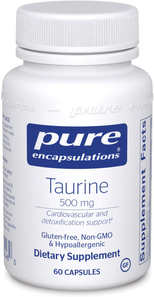 Pure Encapsulations Taurine 500 mg | Amino Acid Supplement for Liver, Eye Health, Antioxidants, Heart, Brain, and Muscles | 60 Capsules