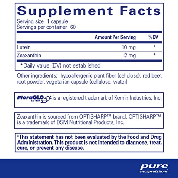 Pure Encapsulations Lutein/Zeaxanthin 60 vcaps