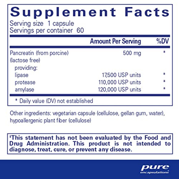 Pure Encapsulations Pancreatic Enzyme Formula 60 vcaps