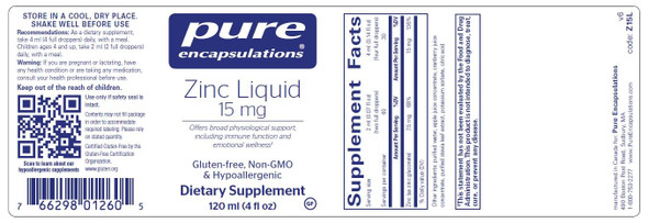 Pure Encapsulations Zinc Liquid 120 ml