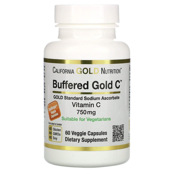 California Gold Nutrition Buffered Vitamin C Capsules, 750 mg, 60 Veggie Capsules