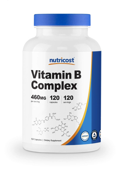 Nutricost High Potency Vitamin B Complex 460mg, 120 Capsules - with Vitamin C - Energy Complex