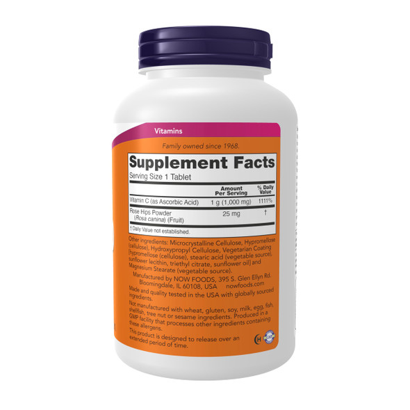 NOW Supplements Vitamin C-1,000 w/ Rose Hips Sustained Release 250 Tabs