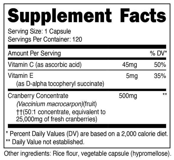 Nutricost Cranberry Extract (25,000mg) (120 Capsules) with Vitamin C & Vitamin E