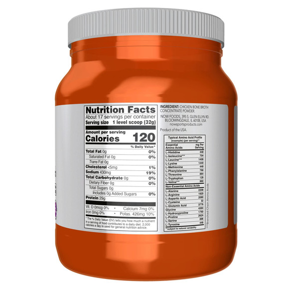 NOW Foods Sports Nutrition, Chicken Bone Broth Powder 544gram