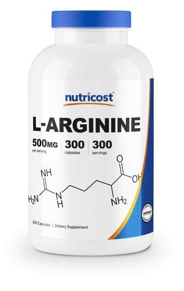 Nutricost L-Arginine 500mg, 300 Capsules - Gluten Free and Non-GMO