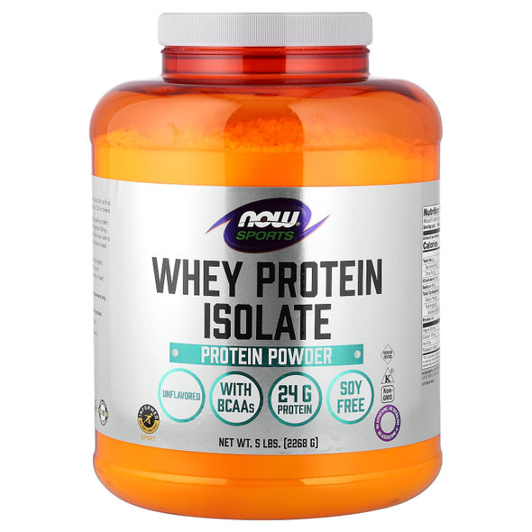 NOW Foods Sports Whey Protein Isolate Unflavored 5 lbs (2,268 g)