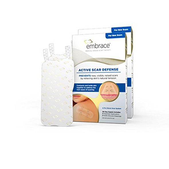 Embrace Active Scar Defense for New Scars FDACleared Silicone Scar Sheets 4.7 Inch Large 60 Day Supply Recommended Treatment