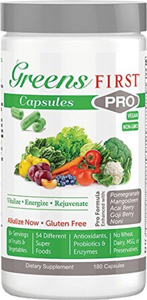 Greens First PROCapsules  Nutrient Richantioxidant Superfood 49 Different Super Foodsphytonutrient  Antioxidant Revitalize Gluten Free Vegan  NonGMO  180 Capsules 30 Servings