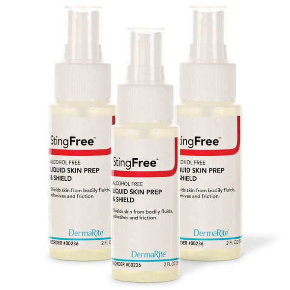 StingFree Alcohol Free Skin Prep Spray 3 Pack  2 oz Spray Bottles  Liquid Barrier Skin Shield 72 Hour Protection  Skin Protectant Spray Shields Skin from Bodily Fluids Adhesives Friction