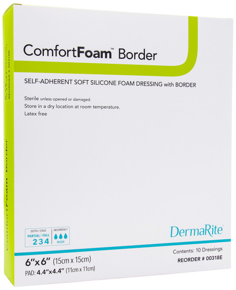 Dermarite Industries Comfort Foam Border SelfAdherent Soft Silicone Foam Dressing 8 Ounce