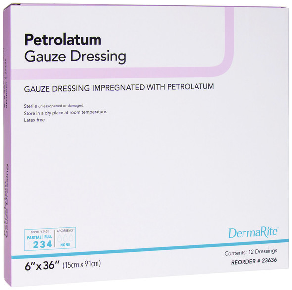 Dermarite Industries 12 Per Box Gauze Dressing Impregnated with Petrolatum 0.8 Ounce