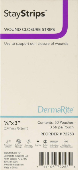 Dermarite Industries Stay Strips/Pouch 0.25x3 3 50 Count