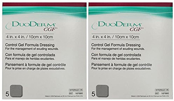 DuoDERM CGF Hydrocolloid 4x4 Sterile Dressing for Use On Partial and FullThickness Wounds Square Beige 187660 5ct Box Pack of 2