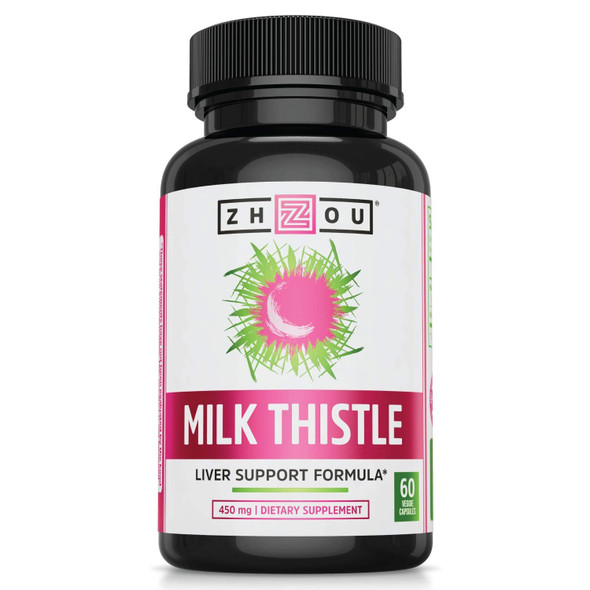 Zhou Milk Thistle Standardized Silymarin Extract for Maximum Liver Support | Detox, Cleanse & Maintain | 60 Tablets
