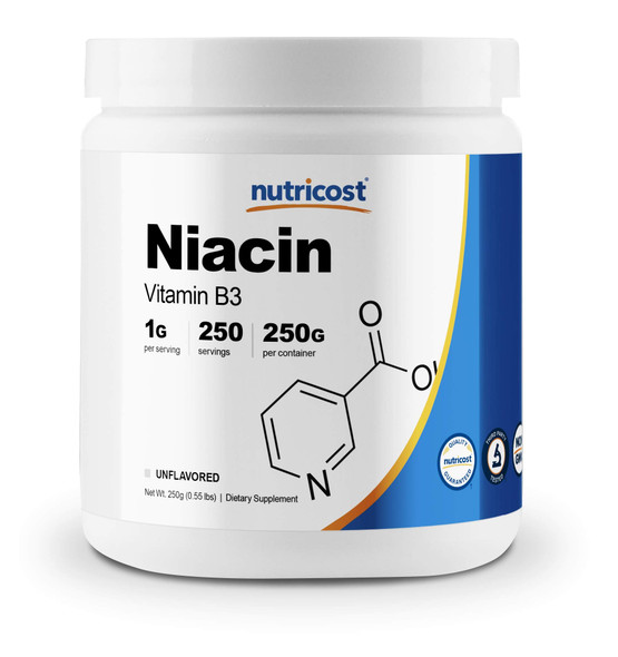 Nutricost Niacin Vitamin B3 Powder 250 Grams - 1G Per Serving - Pure Vitamin B3 (Niacin) Powder