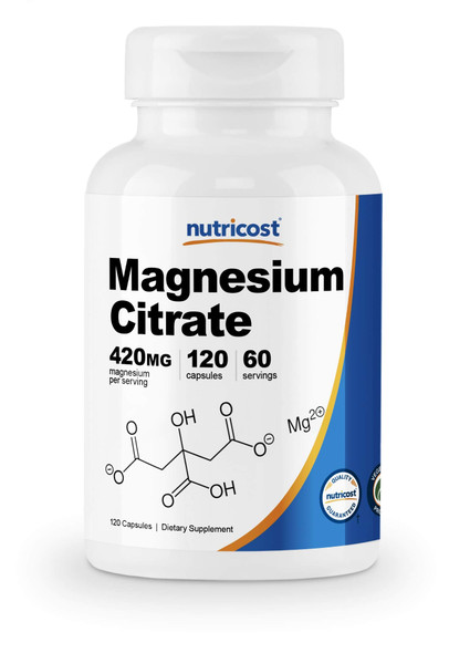 Nutricost Magnesium Citrate 420mg, 60 Servings (210mg Per Capsule, 120 Vegetarian Capsules) - Gluten Free, Non-GMO