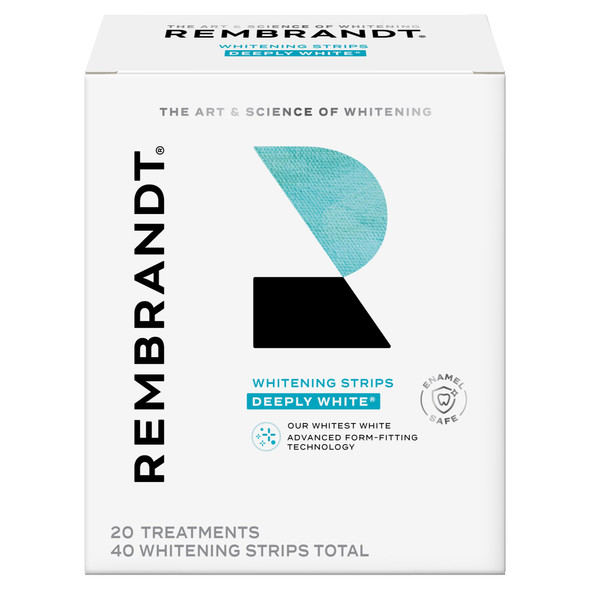 Rembrandt Teeth Whitening Strips Deeply White Enamel-Safe 40 Whitening Strips (20 Treatments)